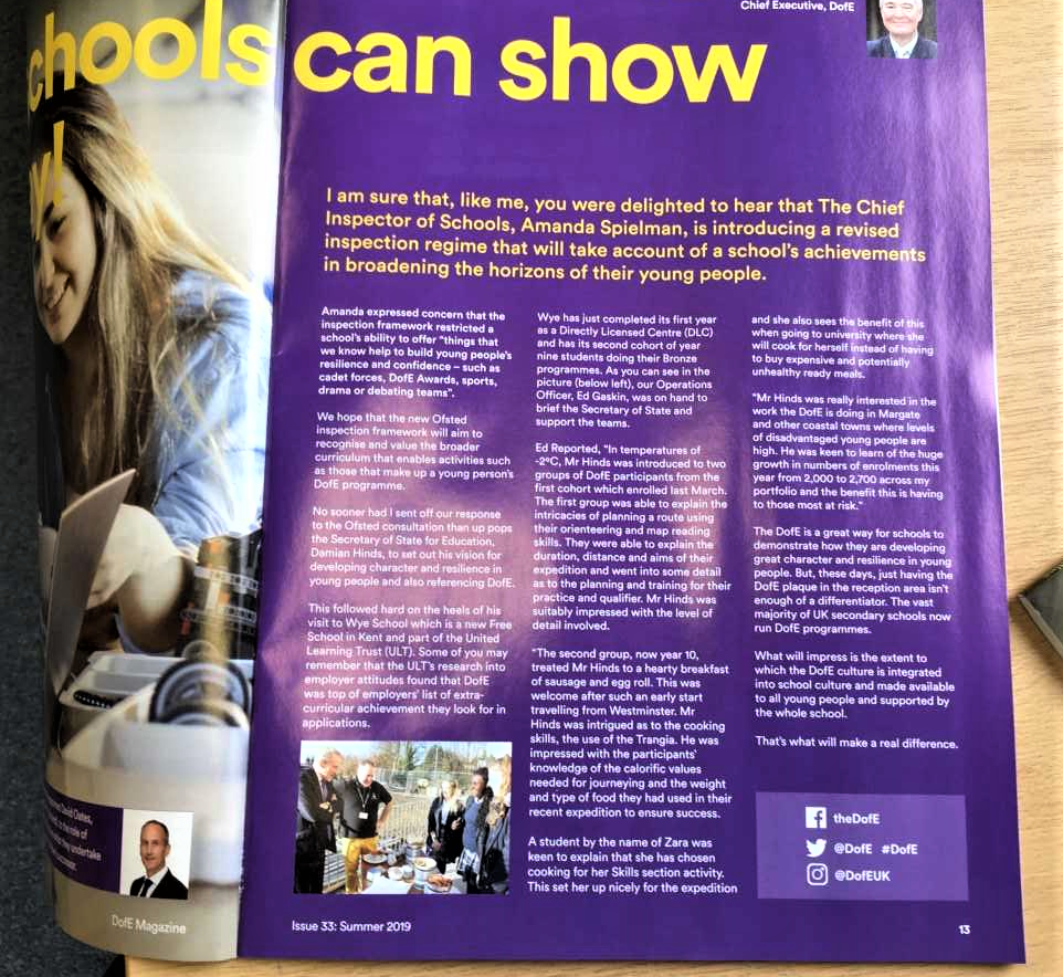 Wye School featured in Magazine article